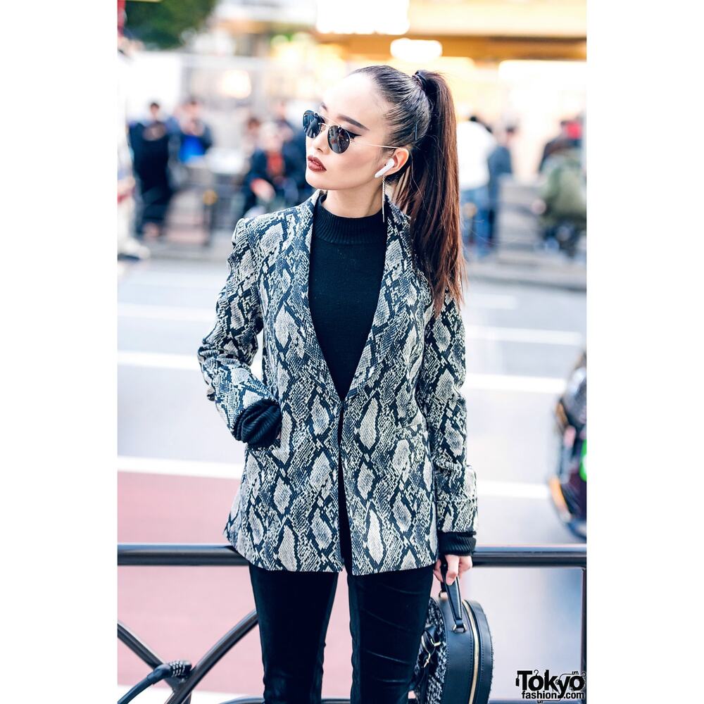 Alice + Olivia Richie Snakeskin Blazer